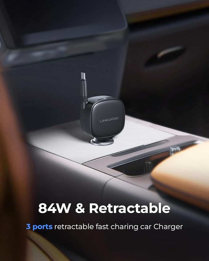 84W Max Retractable Fast Car Charger - Image 3
