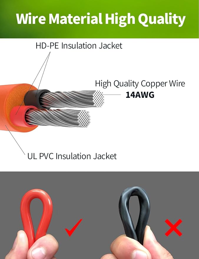12V Car Battery Charger Cable, 6.6FT 14AWG Cigarette Lighter Plug to Alligator - Image 7