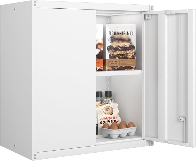 GREATMEET Metal Wall Cabinet, Wall Mounted Cabinet by GREATMEET