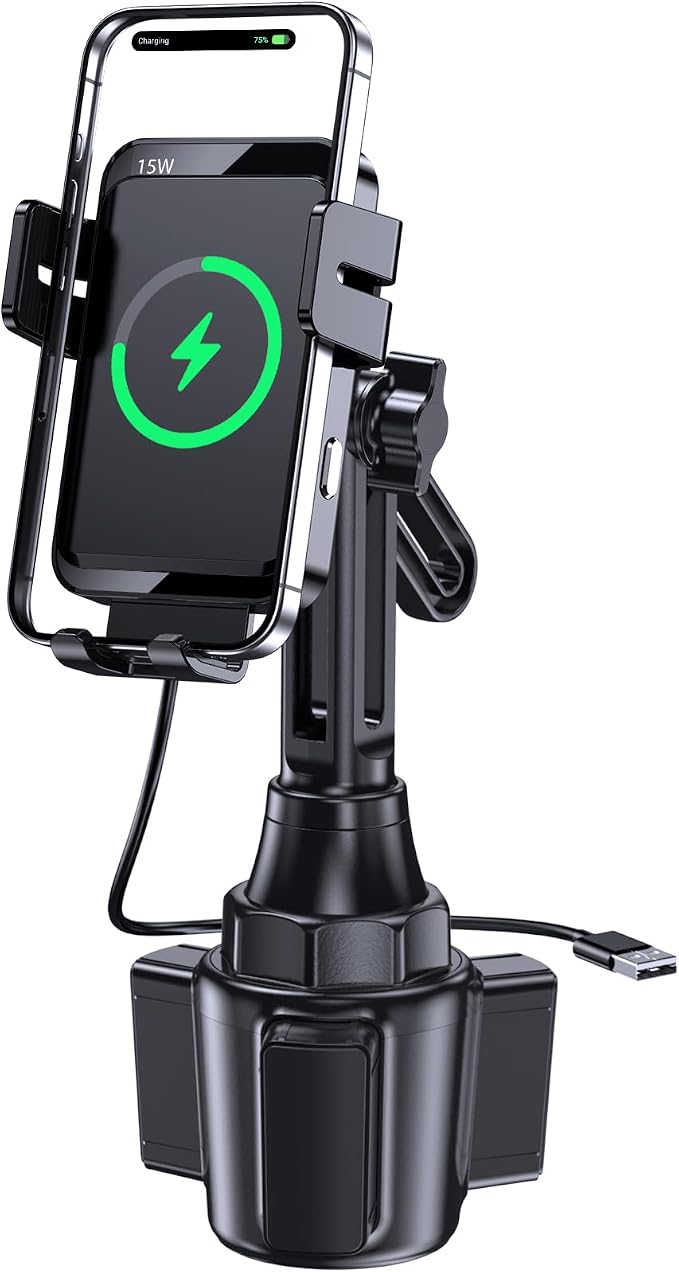 Wireless Car Charger, MOKPR 15W/10W/7.5W Cup Holder Phone Mount, Auto Clamping by MOKPR