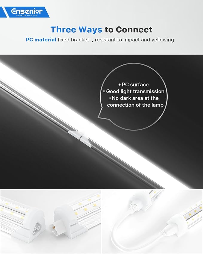 Ensenior 4 Pack 4 FT Led Shop Lights, 6000K Clear White, 5000LM Super Bright - Image 3