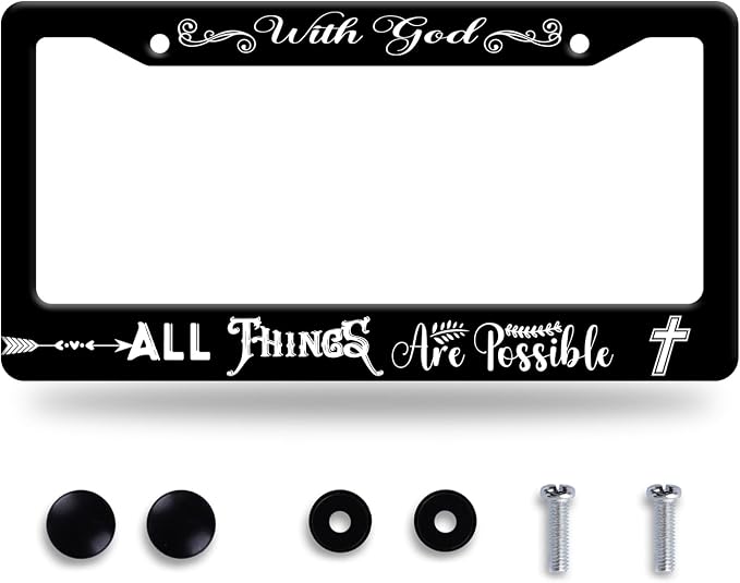with God All Things are Possible License Plate Frame Christian License Plate by GORSNKYE