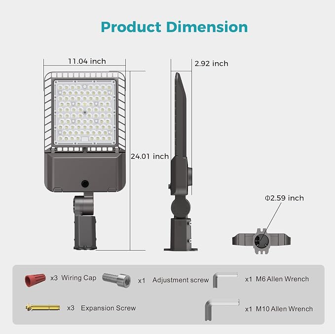 240W LED Parking Lot Lights Commercial Area Oudoor Lighting Dusk to Dawn LED - Image 8