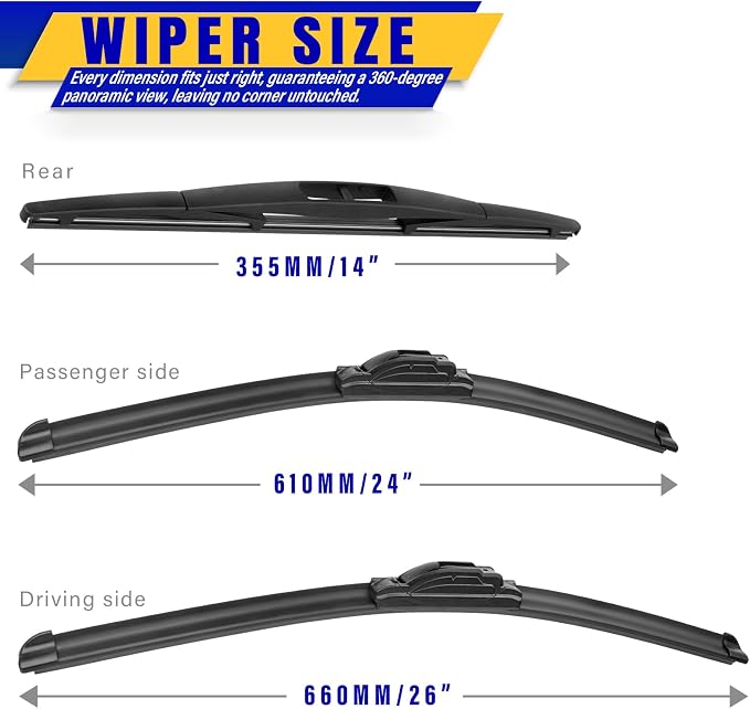 3 wipers Replacement for 2016-2021 2022 Honda Pilot, Windshield Wiper Blades - Image 2