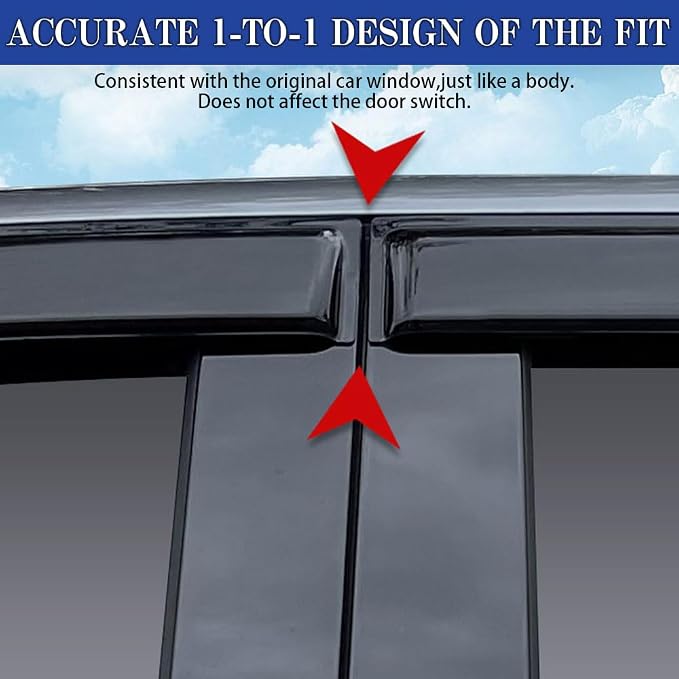 Rain Guards for Chevrolet Malibu 2016-2023, Tape-on Side Window Deflectors for - Image 4