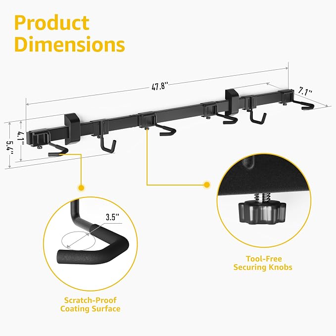 monTEK Enhanced Bike Storage Rack, Adjustable 4-Bike and 2-Helmet Hangers - Image 6