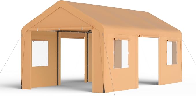 Carport, 13‘ x 20’ Heavy Duty Portable Garage All-Season Car Canopy w/Removable by PHONJOROO