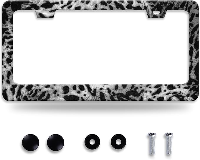 Beautiful Leopard Print License Plate Frame Cheetah Print Texture License Plate by NEWCOCO