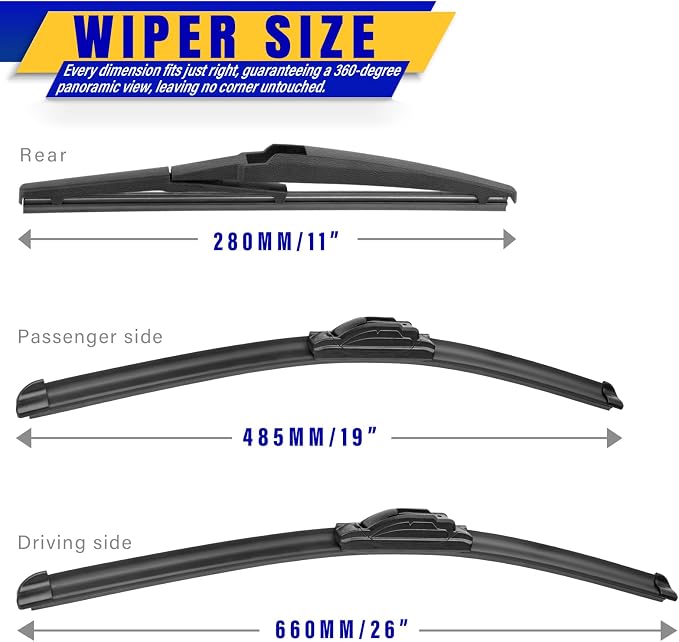 3 wipers Replacement for 2012-2017 Toyota Prius V, Windshield Wiper Blades - Image 2