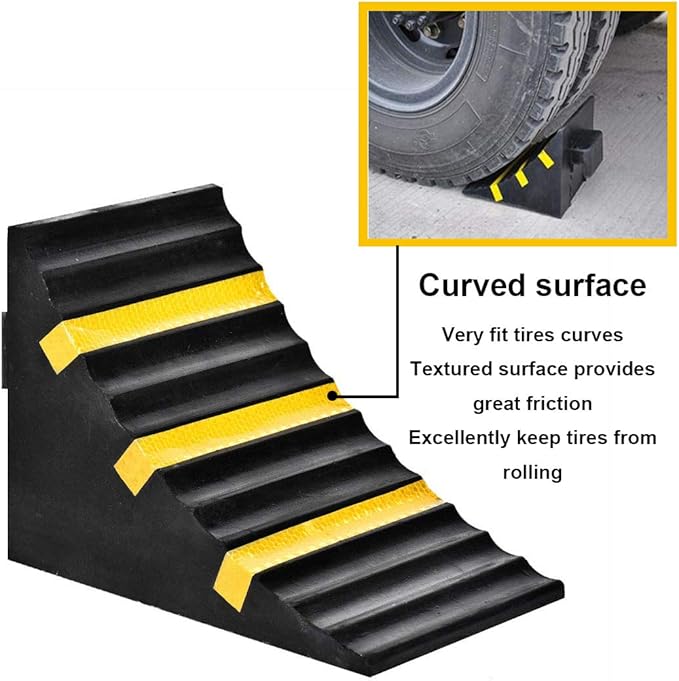 RELIANCER 2 Pack Wheel Chocks Heavy Duty Extra Large Industrial Rubber Wheel - Image 4