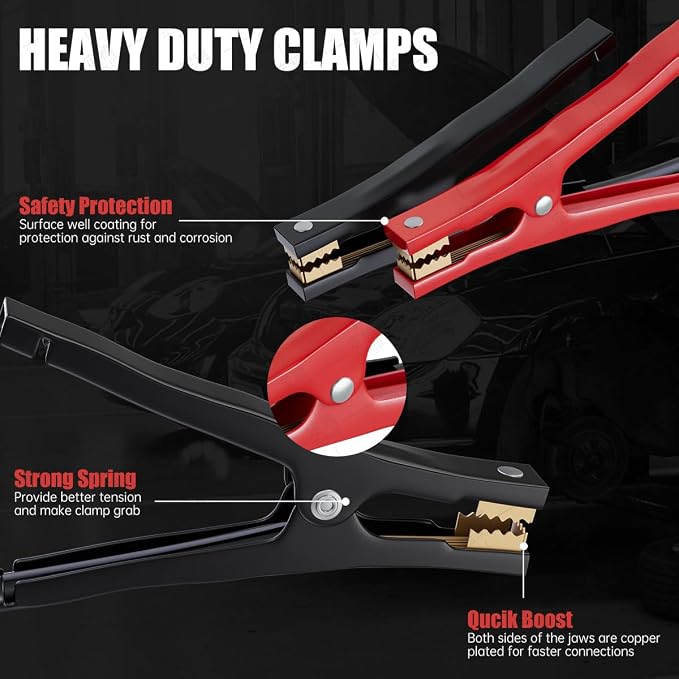 Jumper Cables for Car Battery, 8 Gauge 12 Feet 600AMP, Automotive Booster - Image 3