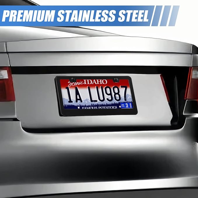 2 Pack License Plate Frames, Stainless Steel Car License Plate Cover Car - Image 6
