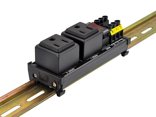 DIN Rail Mount AC 120V NEMA 5-15R Double Receptacles Outlet Power Strip Module - Image 6