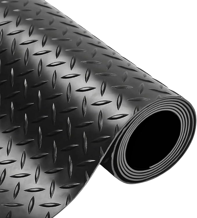 4X6 FT Garage Floor Mat， 2.5 Inch Thickened Diamond Plate Flooring Roll by THAIMATS
