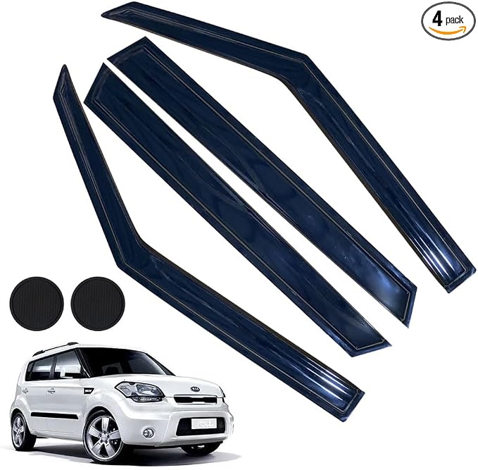 Rain Guards for Kia Soul 2014-2019, Tape-on Side Window Deflectors for Kia Soul by LETINGFAR