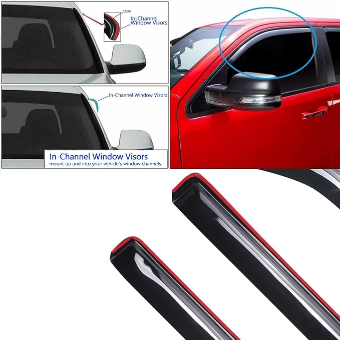 194249 Side Window Wind Deflector, Dark Smoke Window Visor Compatible - Image 4