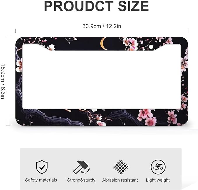Flowers Plum Blossom Moon License Plate Frames - Image 2