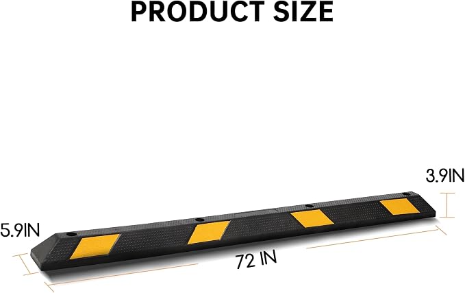 Pack of 1-72" Parking Stoppers for Garage, Heavy Duty Rubber Parking Curb - Image 8