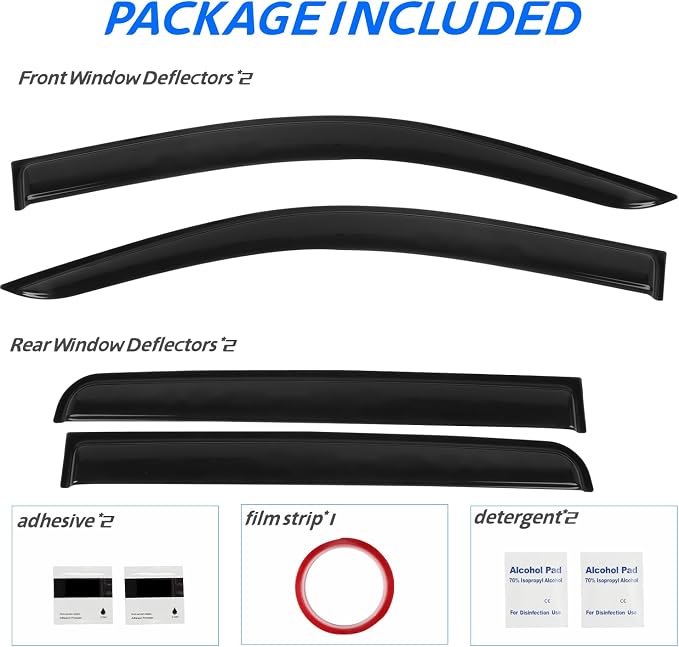 Tape-On Rain Guards Fit for 2023 2024 2025 Chevy Colorado/GMC Canyon, Outside - Image 7