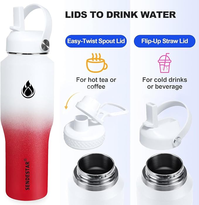 SENDESTAR 32oz Water Bottle Wide Mouth Stainless Steel Vacuum Insulated Double - Image 2