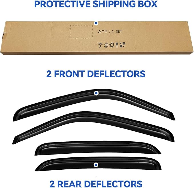 Window Visors Rain Guards for Chevy Tahoe/GMC Yukon 2000-2006, Out-Channel - Image 5