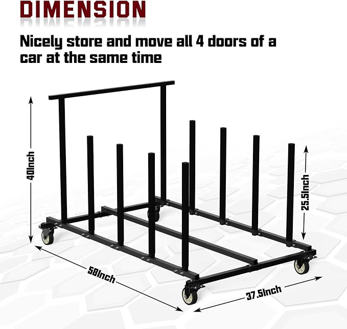 Vehicle Door Storage Cart, 4 Door Storage Rack - Image 5