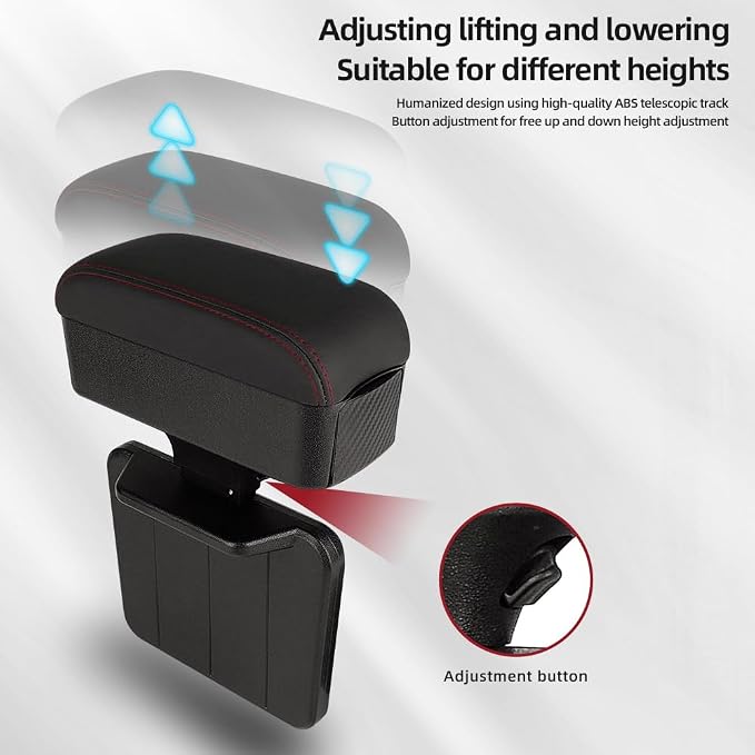 JEYODA Car Armrest Box with Cup Holder Car Central Liftable Armres Storage - Image 7