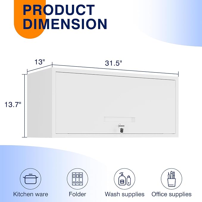 Yizosh Metal Wall Cabinet with Doors, Wall Mounted Storage Cabinet - Image 3