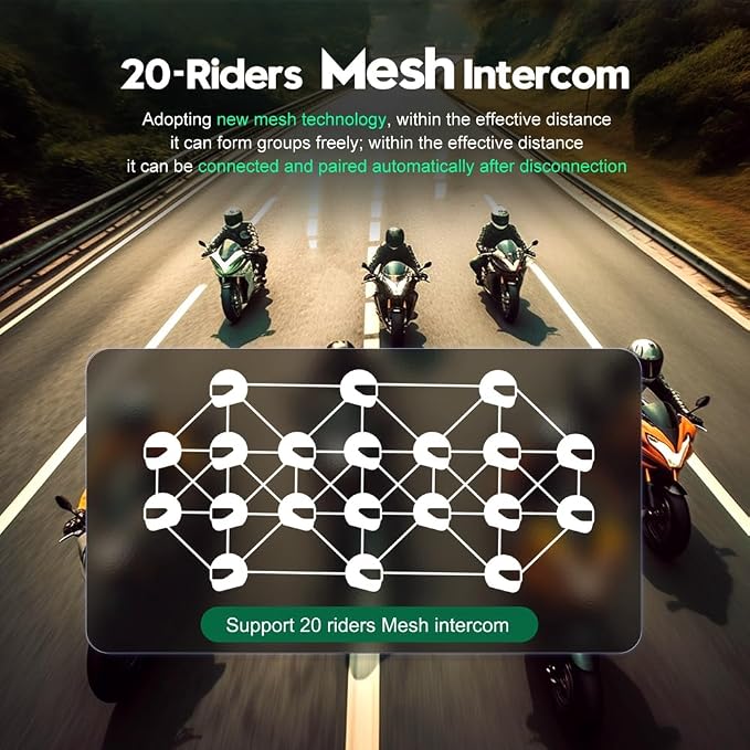 Motorcycle Bluetooth intercom MS20 2000m Helmet Intercom, 20 Riders Motorcycle - Image 8