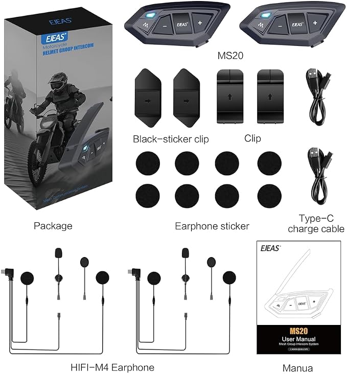 Motorcycle Bluetooth intercom MS20 2000m Helmet Intercom, 20 Riders Motorcycle - Image 4