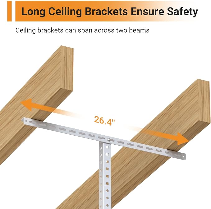 3ftx8ft Overhead Garage Storage Rack, Heavy-Duty Metal Garage Ceiling Storage - Image 3