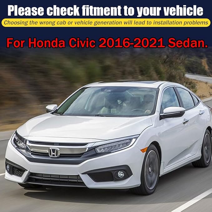 Rain Guards for Honda Civic 2016-2021 Sedan, Tape-on Side Window Deflectors - Image 6