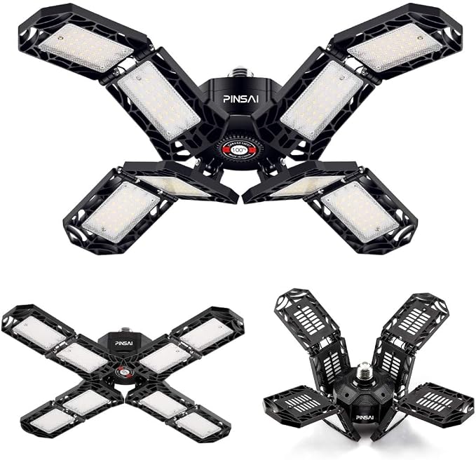 LED Garage Light, Super Bright Screw in E26/E27 Ceiling Shop Work Lamp by PINSAI