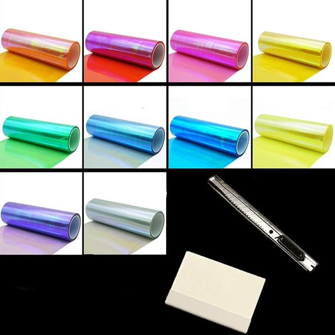 12 by 48 inches Self Adhesive Shiny Chameleon Headlights Tail Lights Fog Lights by F+%26+B+LED+LIGHTS