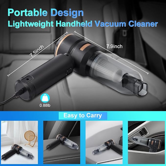Handheld Car Vacuum 18000PA, 4-in-1 Mini Vacuum Cleaner Portable Cordless - Image 6
