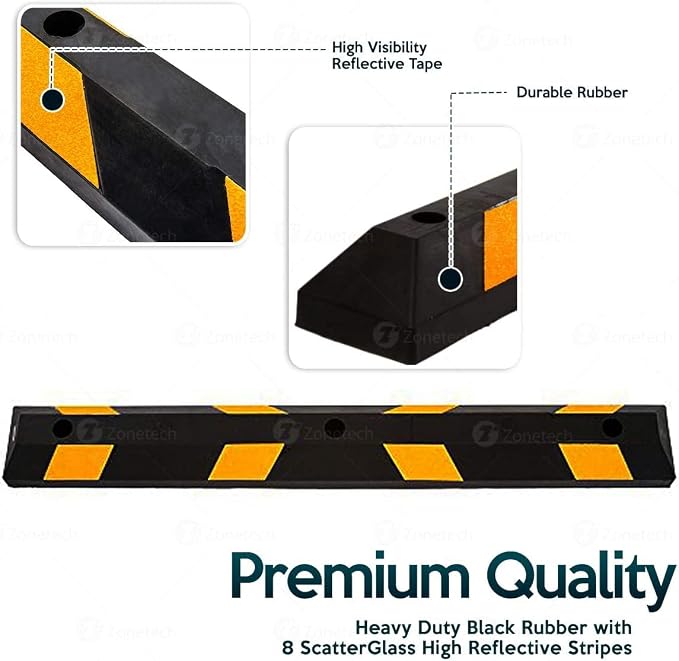 ZONETECH Large Heavy Duty Rubber Parking Curb – 72” Premium Quality Auto Garage - Image 2