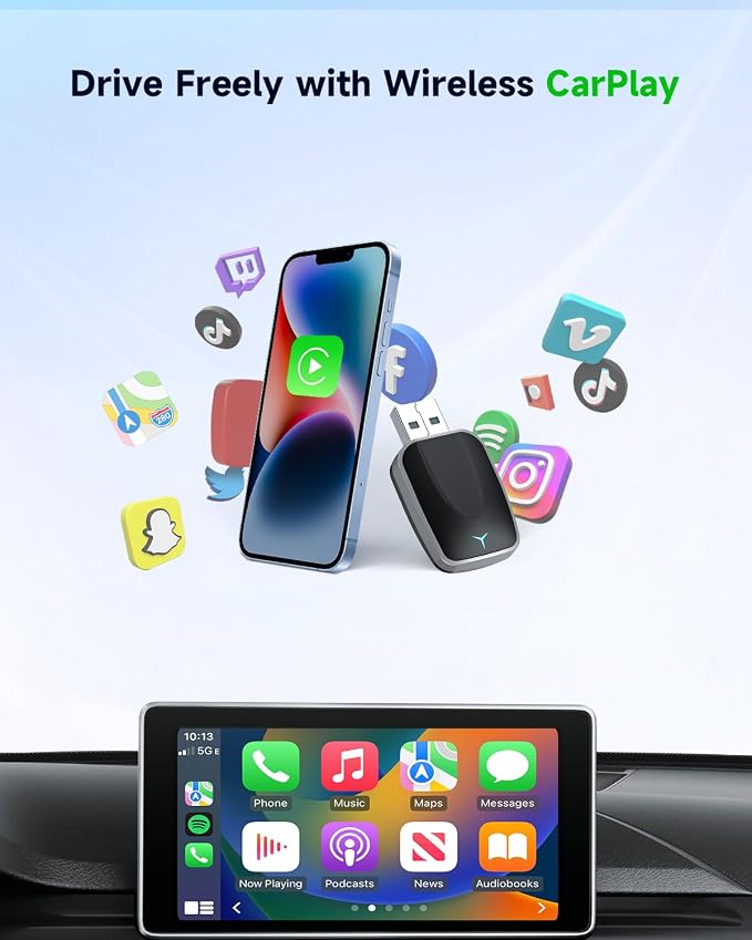 Mini Wireless CarPlay Adapter for iPhone 2025 Upgraded, Plug & Play, No Latency - Image 2