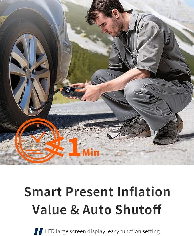 Tire Inflator Portable Air Compressor, 6X Faster 180 PSI Cordless Air Compressor - Image 4