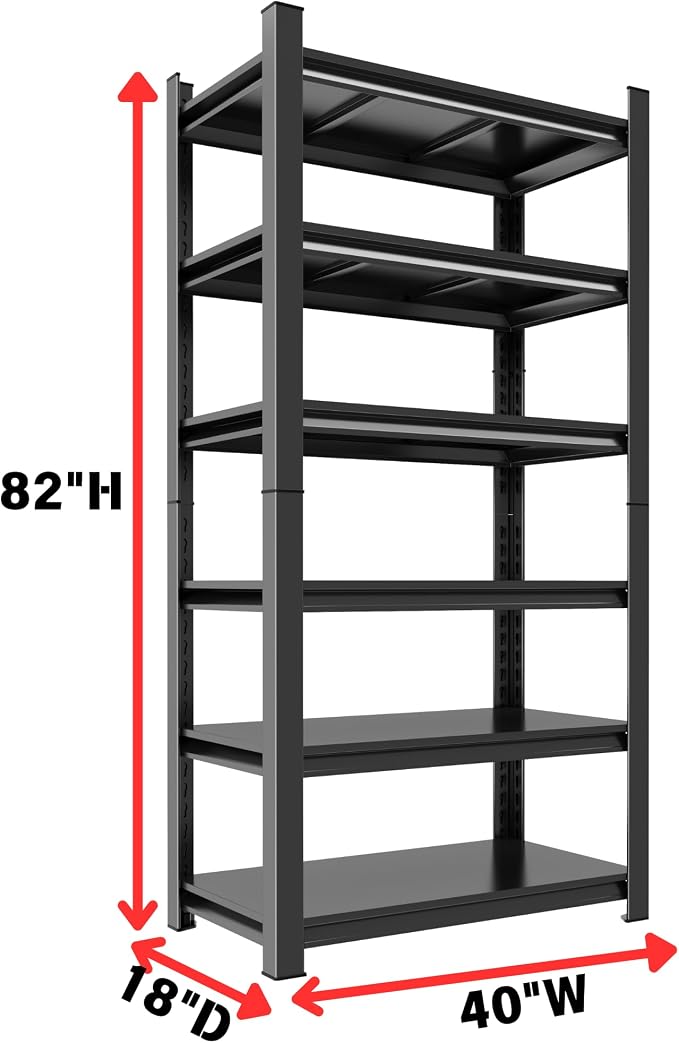 Metal Garage Shelving Unit, Heavy Duty 6-Tier Adjustable Storage Rack, Steel - Image 2