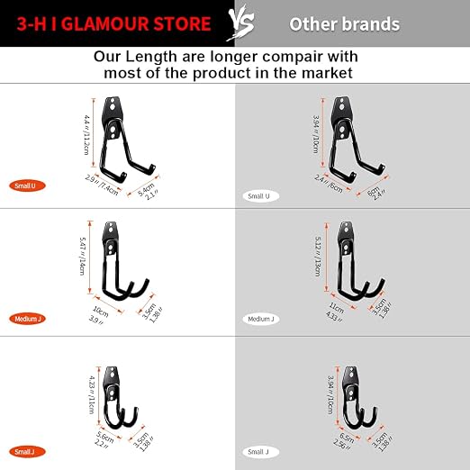 3-H Garage Wall Hooks 10 Pack, Heavy Duty Garage Hooks - Image 3