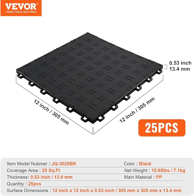 VEVOR Garage Tiles Interlocking, Non-Slip Double-Sided Texture Garage Flooring - Image 7