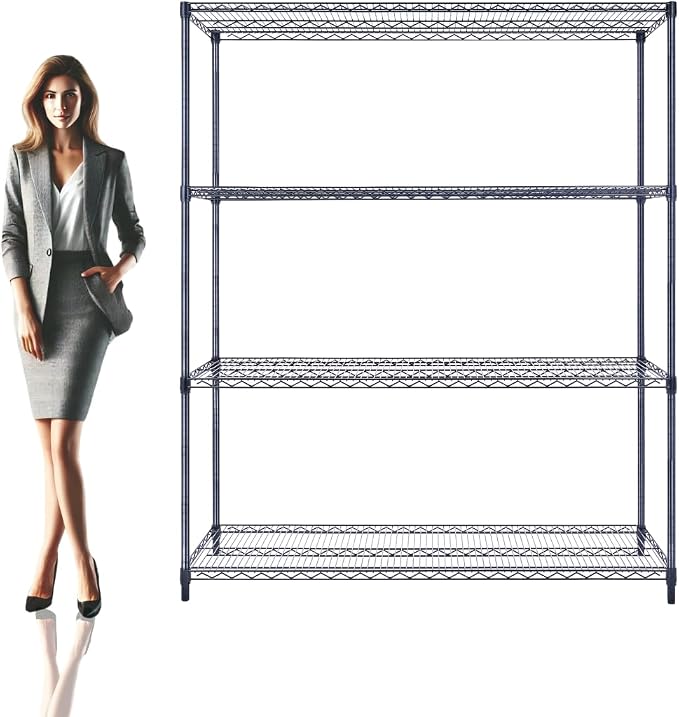 60"x18"x72" Black Premium Metal Steel Wire Shelving 4-Tier NSF 3200 LBS MAX by UtilityBasics