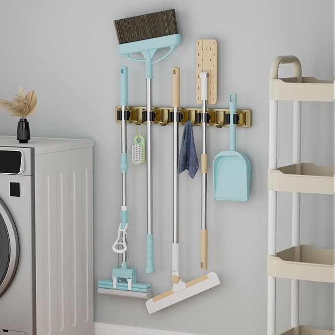 Broom Holder Wall Mount Mop and Broom Hanger Wall Mounted Garage Storage Rack - Image 5