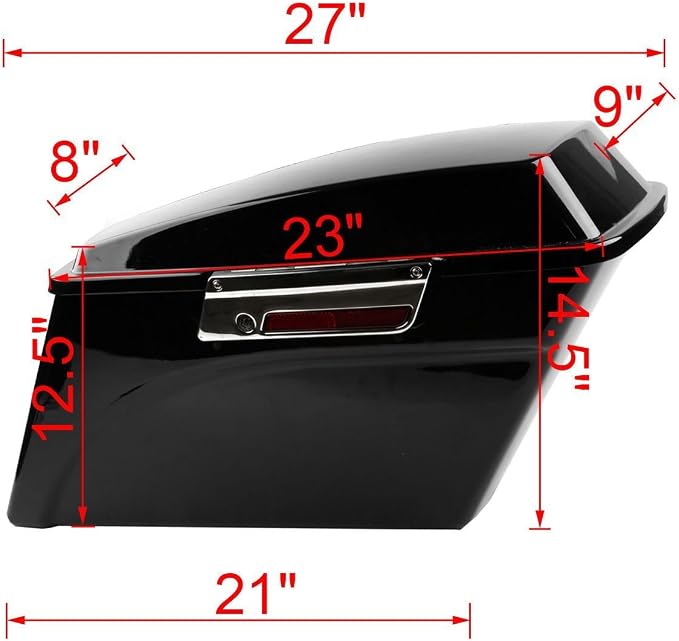 XFMT Gloss Black Hard Saddle bags Trunk w/Lid Latch & Key+Saddlebag Conversion - Image 3