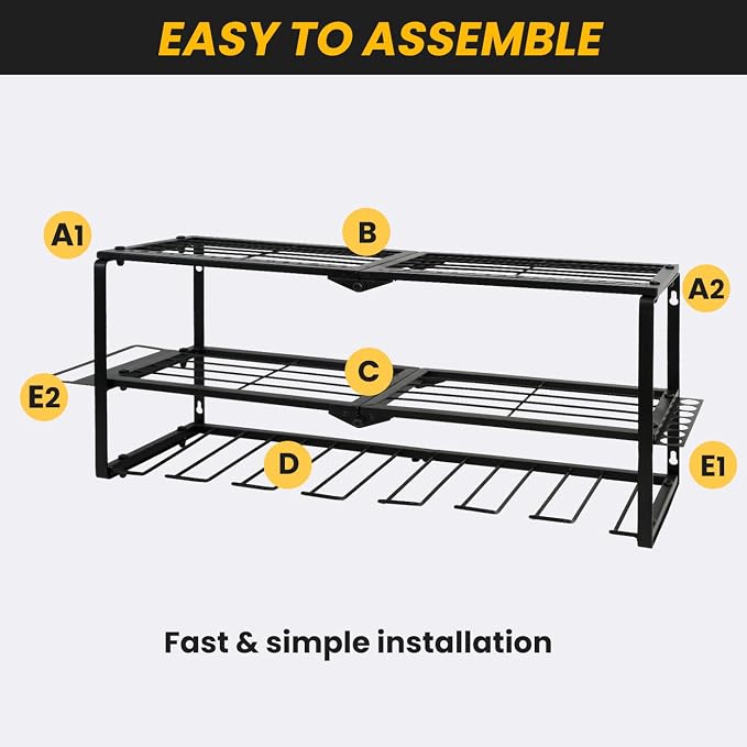 Wall Mount Power Tool Organizer, 3 Layer 7 Drill Hangers Storage Rack, Tool - Image 2