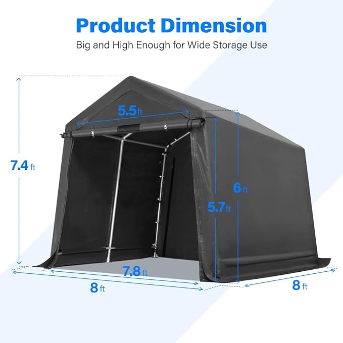 ADVANCE OUTDOOR 8x8 ft Storage Shelter Garage Tent - Image 5