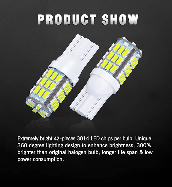 T10 921 194 168 LED Bulbs Cool White 20-Packs, Super Bright 3014 42-SMD LED - Image 2