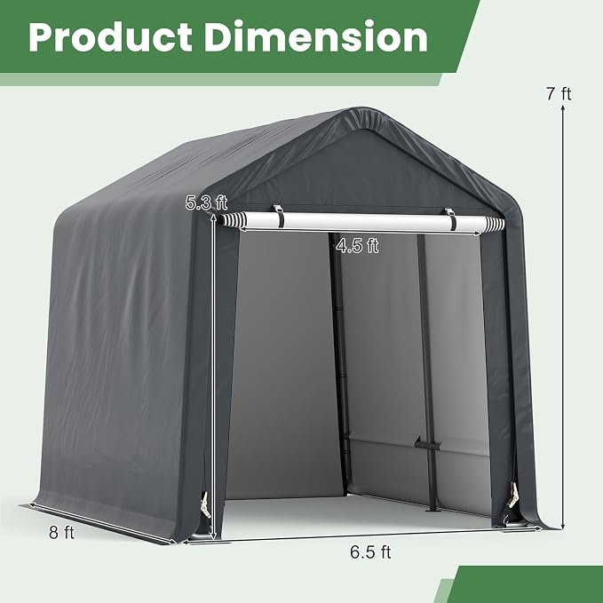 Tangkula 8x6.5Ft Portable Shed, Outdoor Storage Shelter - Image 5