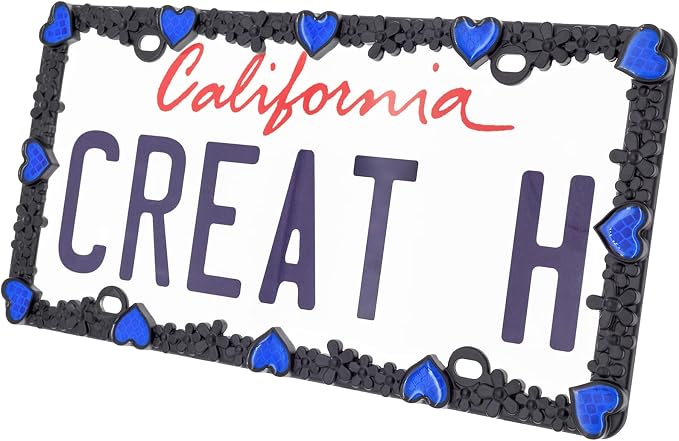 Creathome 3D Daisy Heart License Plate Frame from Pure Zinc Alloy Metal Perfect - Image 2