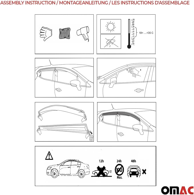OMAC Window Visor Vent Rain Guard Deflector - Image 7